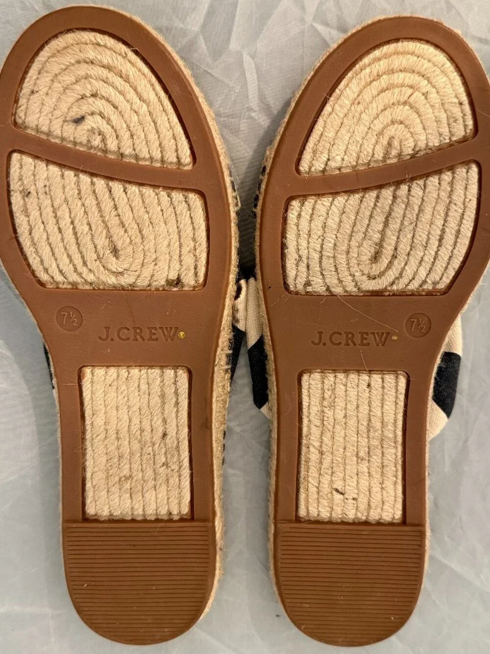 J.Crew Navy & Cream Striped Espadrille Slide Sandals Size 7.5